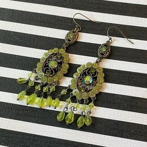 Stunning Green Gem Statement Dangle Earrings